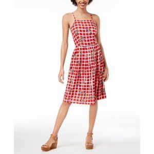 NWT Maison Jules Retro Print Spaghetti-Strap Dress